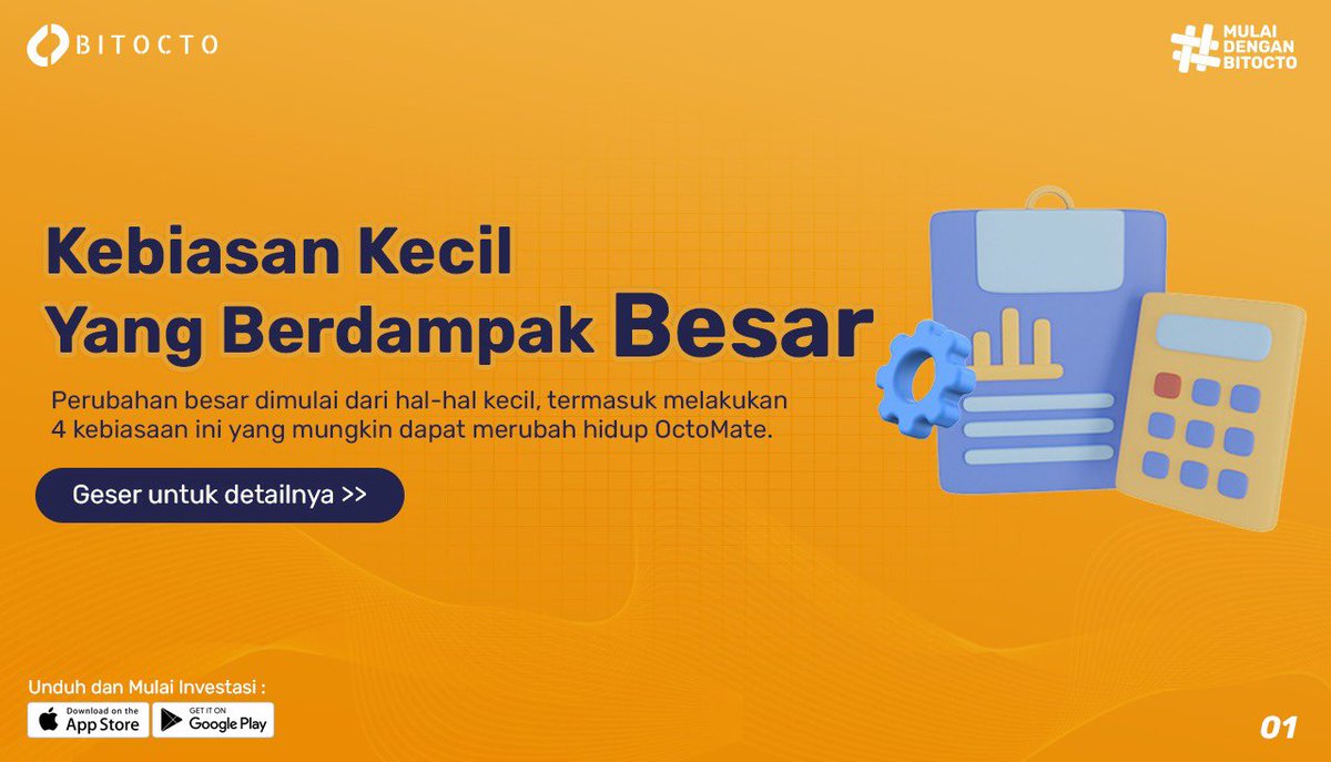 BitoctoExchange's tweet photo. Yuk mulai dengan kebiasaan kecil untuk masa depan yang lebih baik! 🚀

#MulaiDenganBitocto #Bitcoin #Investasi #Aset #Tabungan #NFT https://t.co/csUuLxt0iZ