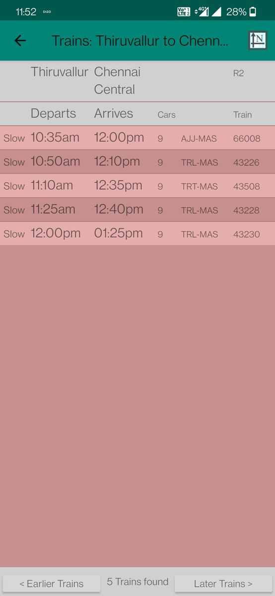 janarthananrb's tweet photo. What the is happening

Trains that are not schedule to arrive that is Arakkonam to Chennai Central is arriving at 11.50 but the train that has to depart tiruvallur TRL at 11.25 has not departed till 12.00 pm on Sunday

#IndianRailways 
@GMSRailway @RailMinIndia @RailwaySeva https://t.co/nYmgkBcdLx
