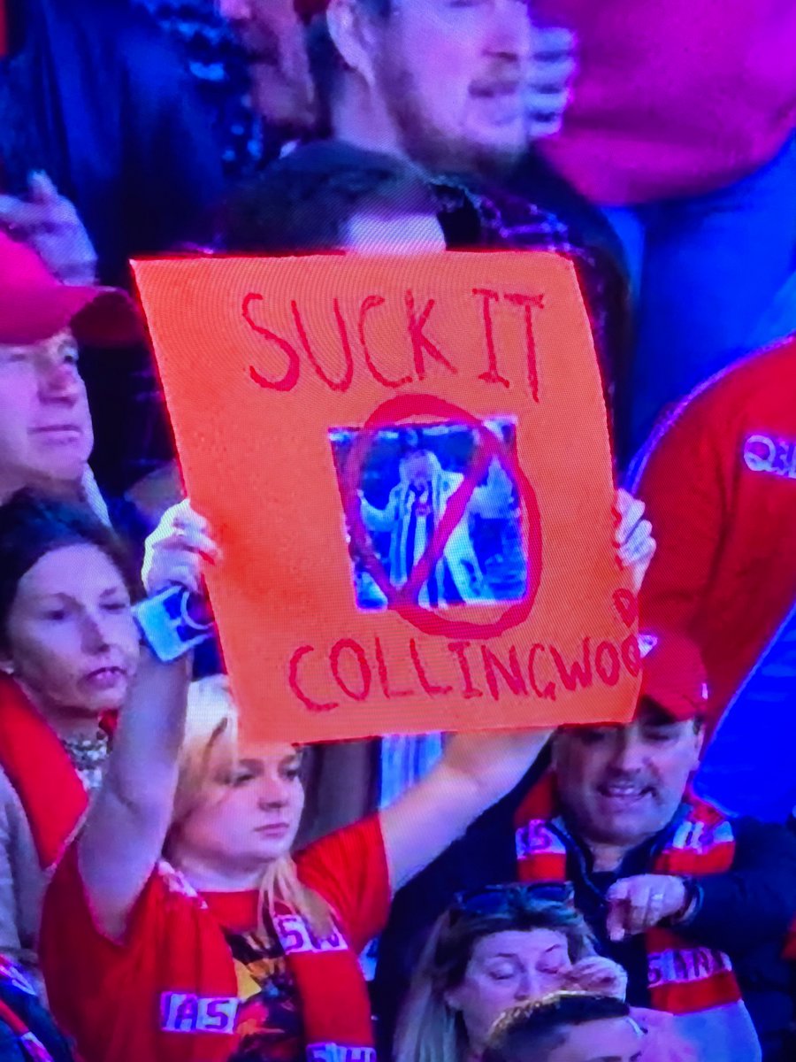 littlejohnny35's tweet photo. All teams have supporters who do this but imagine the IQ of an adult to take the time to make this and display it at the footy for others to see. I weep for the future. #AFLswanspies #staggering #nuffnuff https://t.co/11qjbCZSYK