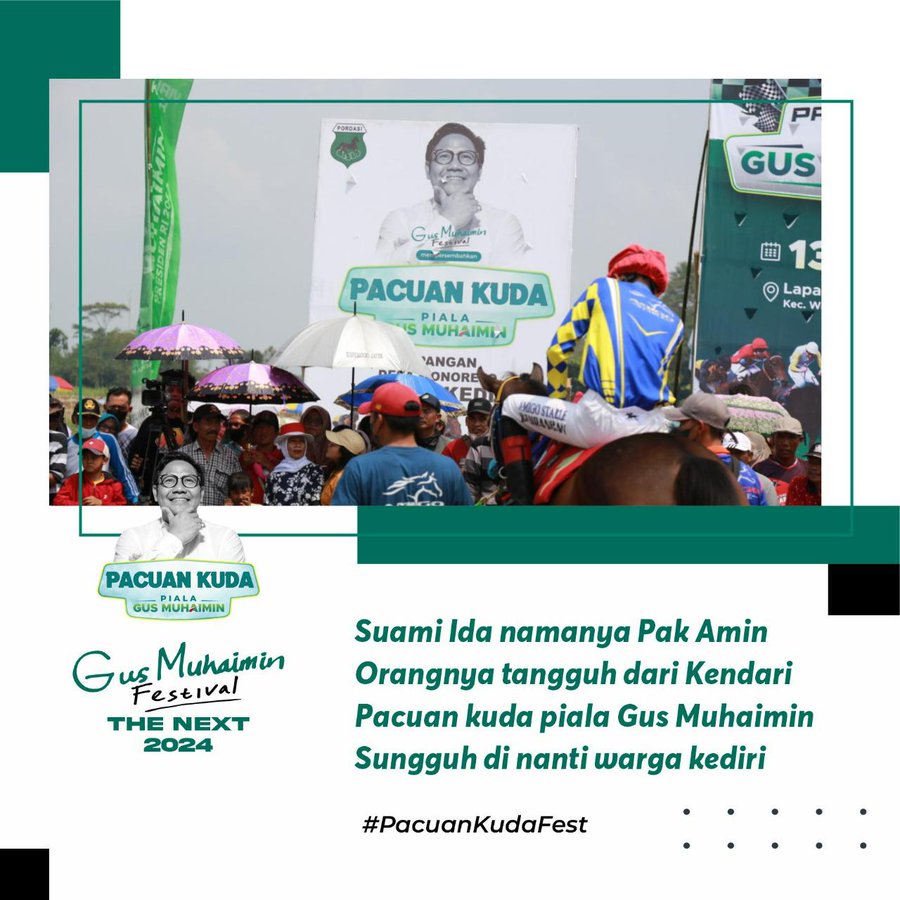 kadir_hatta's tweet photo. Selamat Bertanding Jaga Sportifitas
Pacuan kuda memperebutkan piala 🏆 Gus Muhaimin Kediri -Jawa Timur
@cakimiNOW 
@halimiskandarnu 
@EmHasanuddin 
@SyaifulHooda 
@Jazilul_Fawaid 
@hanifdhakiri 
@billy4riez 
@zainul_munas 
@imansyukri
@gaspoll2024 
@Brigade01Arwan1 https://t.co/WLIaDXFsGo