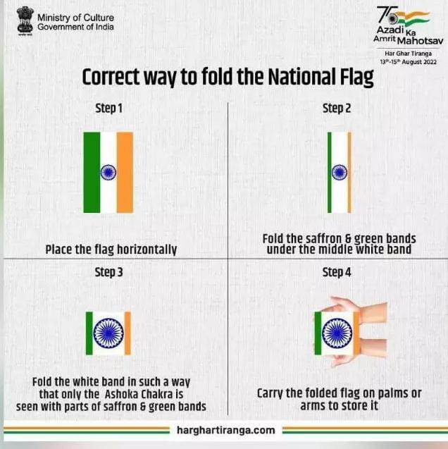 #राष्ट्रीयध्वज को मोड़ने का सही तरीका।

#HarGharTiranga 

<a href="/CMOfficeUP/">CM Office, GoUP</a> 
<a href="/ChiefSecyUP/">S.P. Goyal, Chief Secretary, GoUP</a> 
<a href="/UPGovt/">Government of UP</a> 
<a href="/spgoyal/">SP Goyal</a> 
<a href="/ShishirGoUP/">Shishir🇮🇳</a>