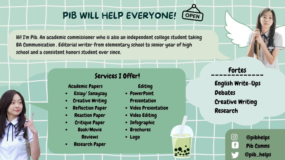 pib_helps's tweet photo. Hi! I'm Pib, and I'm ready to help you! Just let me know if you require my assistance, and please do not hesitate to message me! I've already made over 100 commissions; for more information, please see my Twitter profile or Instagram account. https://t.co/CWxFk62Wyw

Thank you! https://t.co/SC2KUTXMHX