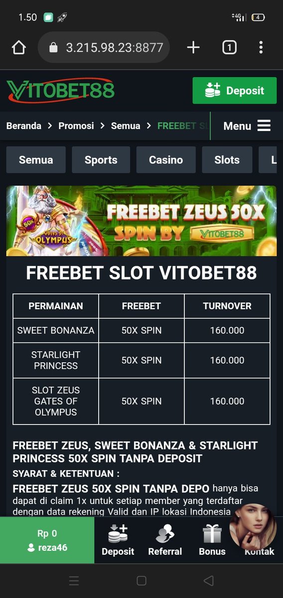 Ivank68569516's tweet photo. FREEBET ZEUS, SWEET BONANZA &amp; STARLIGHT PRINCESS 50X SPIN TANPA DEPOSIT

 #VITOBET88 #FREEBETZEUS #SLOTGACOR #SLOTGACORVITOBET88 #ZEUSVITOBET88 #KALIMANTANTENGAH #LAMPUNG #KALIMANTANSELATAN #JAMBI #JAKARTA #BALI
⭐DANA ⭐OVO ⭐GOPAY ⭐LINKAJA ⭐SAKUKU ⭐QRIS https://t.co/bq5u2AI9Mx