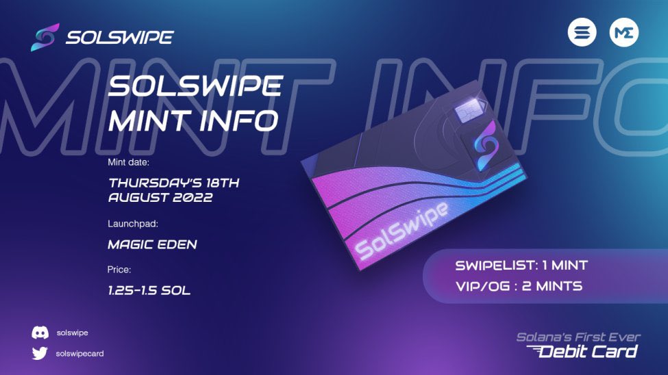 🎁 GIVEAWAY 🎁

📌Project: <a href="/solswipecard/">Solswipe</a> 

🏆3 WL Spots

To enter:
1️⃣ Follow: 
<a href="/solswipecard/">Solswipe</a> 
 + 
<a href="/ZygfridS/">Zygfrid🌎</a>

2️⃣ Like &amp; RT, tag 3 frens
3️⃣ turn on notification 🔔

⏰24 Hours 
#NFTGiveaway #SolanaNFTs #SOL