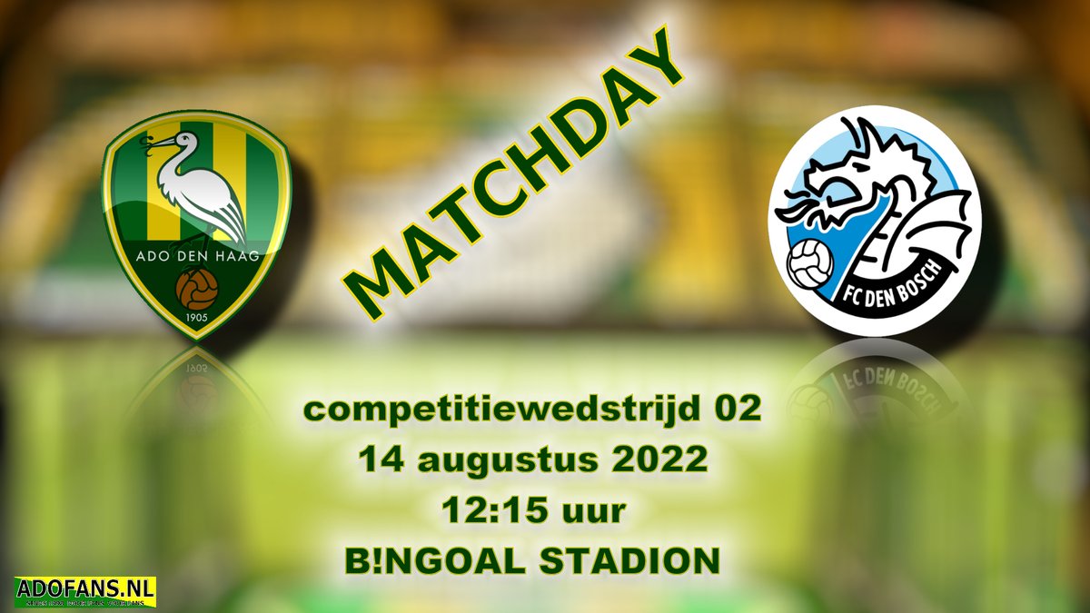 ADOstats's tweet photo. ⚽️ Matchday  @ADODenHaag  @FCDenBosch

📅 14-8-'22
🕢 12:15u
🏟️ B!ngoal Stadion

@de_duis1 @Pijnacker01 @DeBruijnvoetbal @MariovdEnde @aad300 @EdNorthside @petercrama
 @vakkieD

#ado #adodenhaag #adodbo https://t.co/Ttlpu8znZz