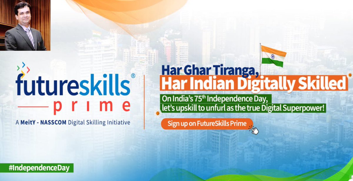 The power of a billion+ citizens can take the country to its digital future, India@75 needs a digital army. I am joining, are you?
#HarIndianDigitallySkilled #HarGharTiranga #AzadiKaAmritMahotsav #skilledforfuture #upskillforindia #futureskillsprime
@futureskillsprime