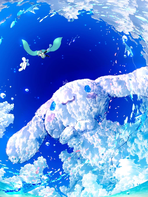 ミクさん!もっと高くはばたけ#初音ミク #シナミク #イラスト 