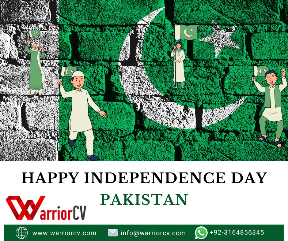 warrior_cv's tweet photo. Happy 75th Independence Day #Pakistan!
Unity, Faith, and Discipline are the guiding principles of our nation. 
#August14 #75thindependenceday #CelebratingAzaadi #PakistanZindabad #IndependenceDayPakistan #14AugustAzadiDay #independenceday2022 #WarriorCV https://t.co/IWuR9b5Xrc