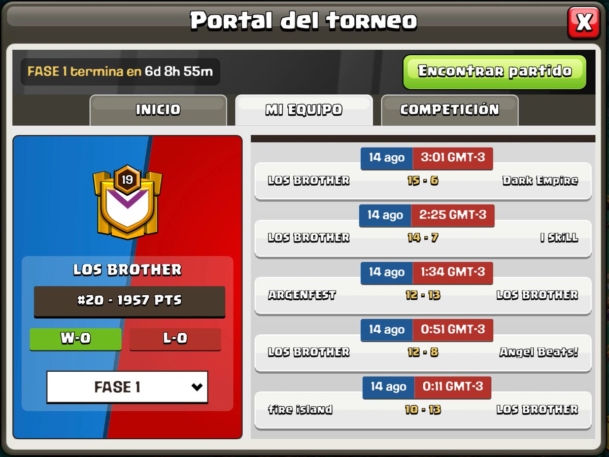 RESULTADOS| #ClashofClans
🏆Tercer  día de  clasificatorio 7/7 ✅
Record: 20-0 
#GOLB🦁💜