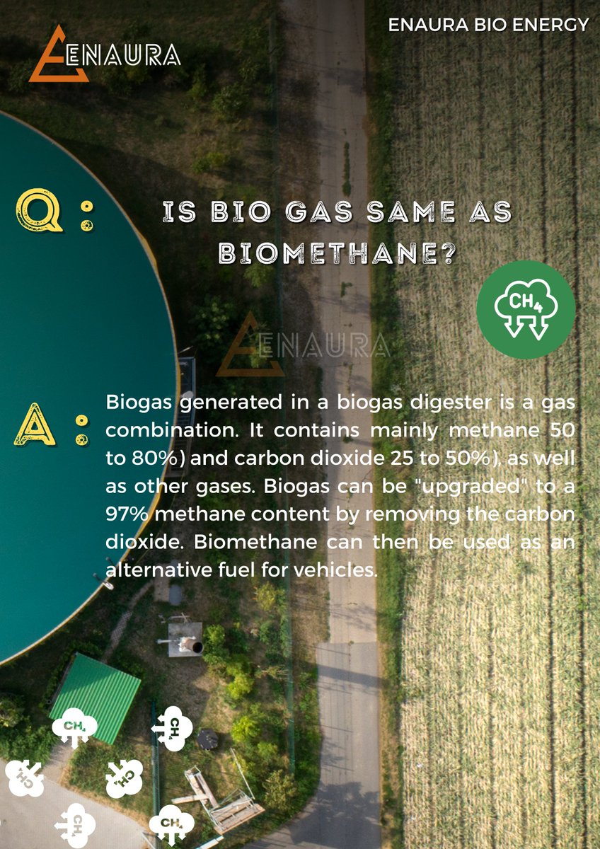 enaurabioe's tweet photo. Is bio-gas same as biomethane ??
#satat #bioenergy #GreenEnergy #biogas #green #sustainablefuture #carbonfreenation #ch4 #methane #wastetoenergy #agriculture #bioenergy https://t.co/UaPbt8XFZj