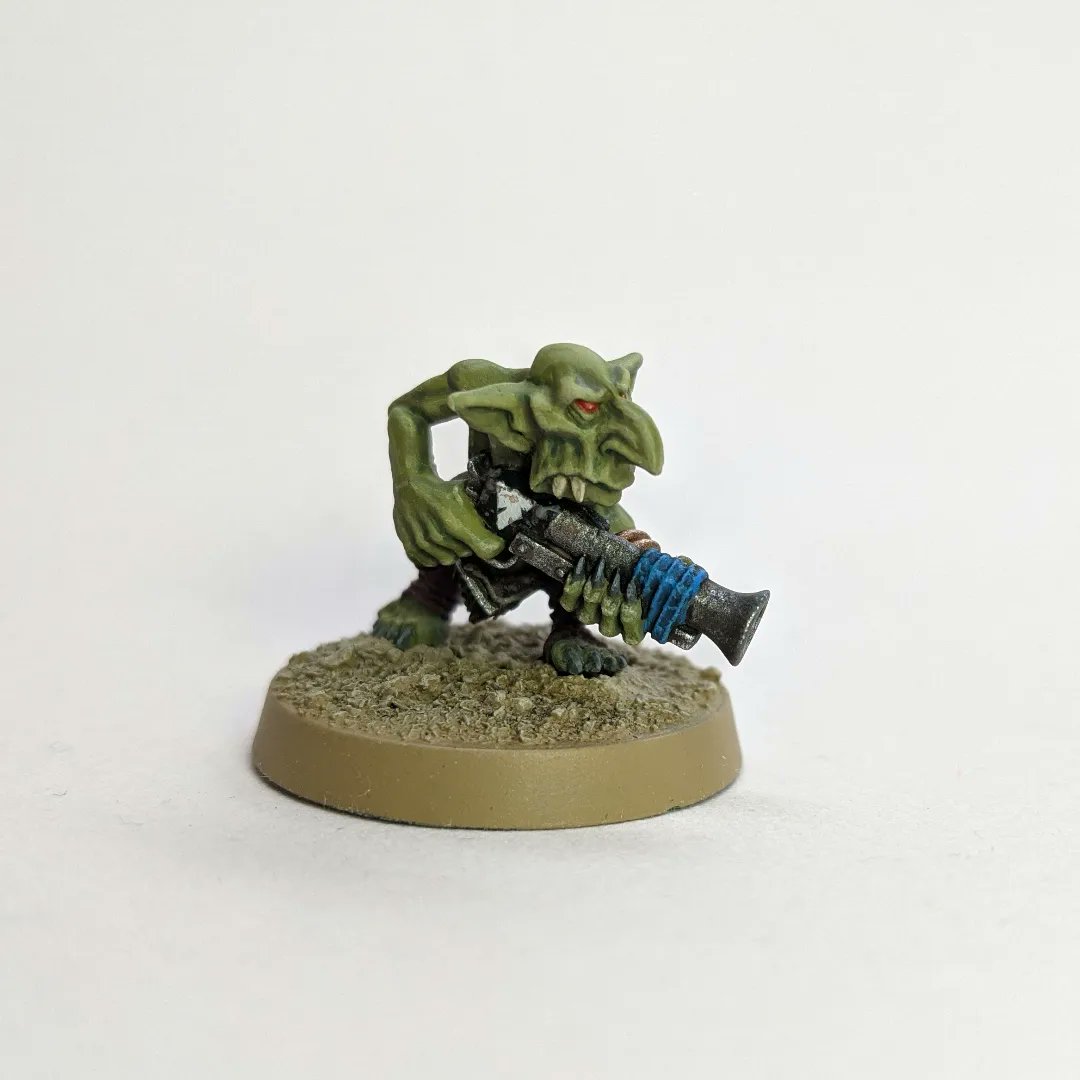 Gerry_B63's tweet photo. All good mobs need a Grot to kick and order around, so I thought this was a good place to start for my next project. It will evolve as a Gorkamorka mob into a 40k WAAAGH!

#ork
#gorkamorka
#grot
#rebelgrots
#warhammercommunity
#oldhammer
#40k
#warhammer40k https://t.co/HbrL78873R