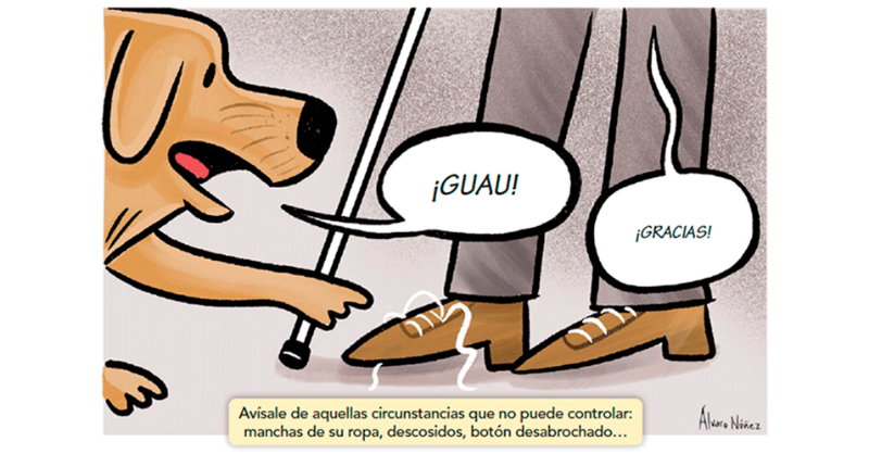 ONCE_oficial's tweet photo. ¡Porque cada MIRADA es única!

En #MIRA te damos indicaciones para interactuar con las personas ciegas o con discapacidad visual

¡GRACIAS por avisarnos de aquellas circunstancias que no podemos controlar!

Sencillos consejos que nos hacen la vida más fácil 😉
