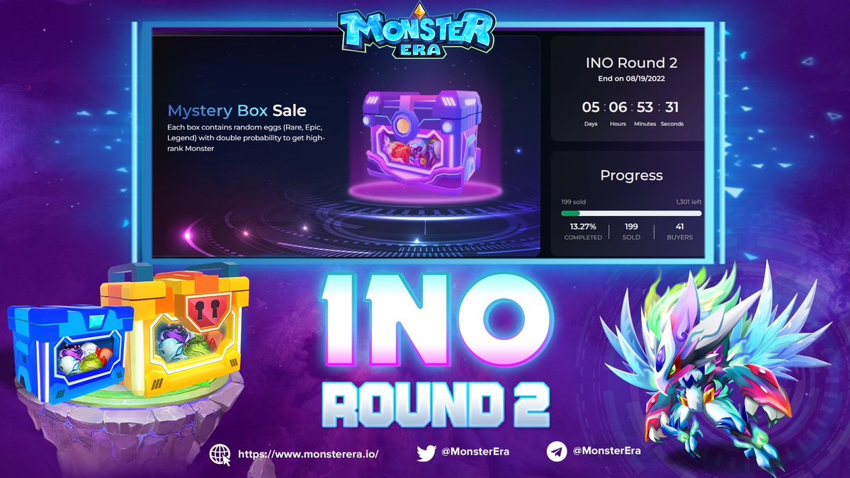 monsterera_io's tweet photo. 📣MONSTER ERA REMINDS YOU

📌 Don't forget that INO round II is still going on.
🔥 Access now: https://t.co/kdnYZP6WNM

😍 Let us know how many boxes you have owned. https://t.co/vDqCVLL57w