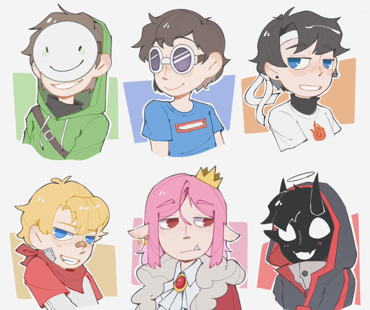 Hawthornpiece's tweet photo. 刚入坑，画了几个比���喜欢的 #mcytfanart #dreamfanart #gnffanart #tommyinnitfanart #technobladefanart #badboyhalofanart https://t.co/V2X9gVzOf8