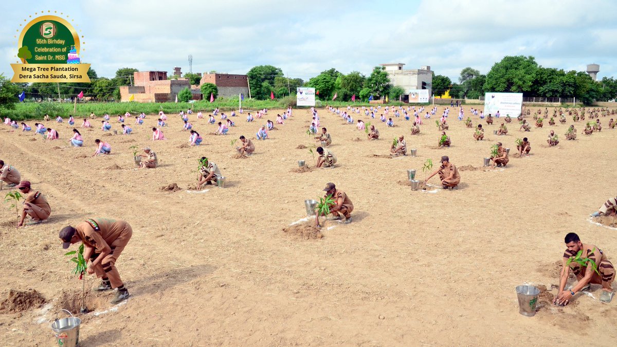 GreenSwelfares's tweet photo. Volunteers are all set to celebrate Incarnation Day and participating in the #MegaTreePlantation 🌱 drive today! Their enthusiasm is at its peak to gift their master, St. Dr. @Gurmeetramrahim Singh Ji Insan in this environment friendly way! https://t.co/sifMxuTdeE