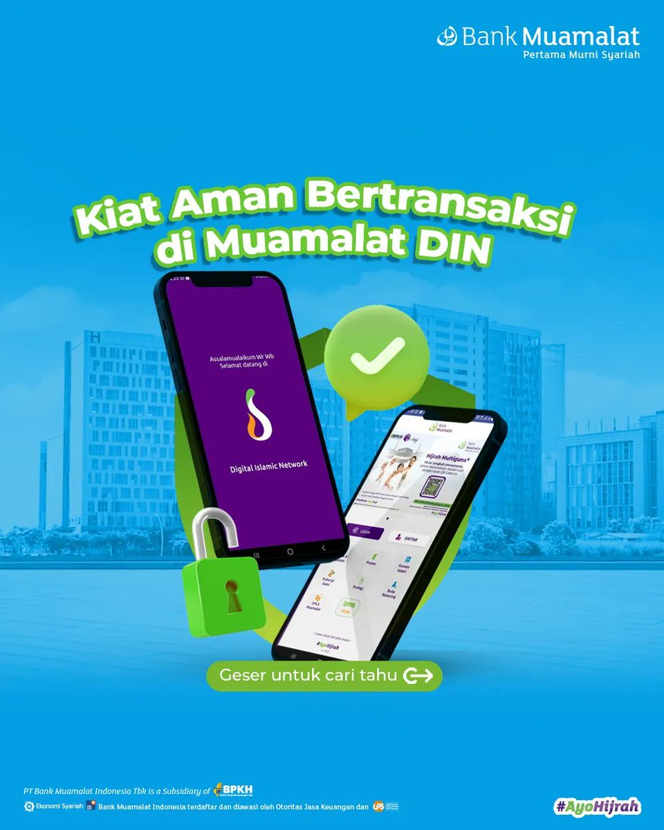 BankMuamalat's tweet photo. Assalamualaikum BMers!
Kamu sudah unduh Muamalat DIN? Jika sudah, mari terapkan tips pada gambar agar transaksi perbankanmu melalui Muamalat DIN jadi lebih aman.
Yang belum unduh Muamalat DIN, kamu bisa unduh mellaui PlayStore dan App Store.
#MuamalatDIN
#MuamalatTips https://t.co/l4P41cGAfK