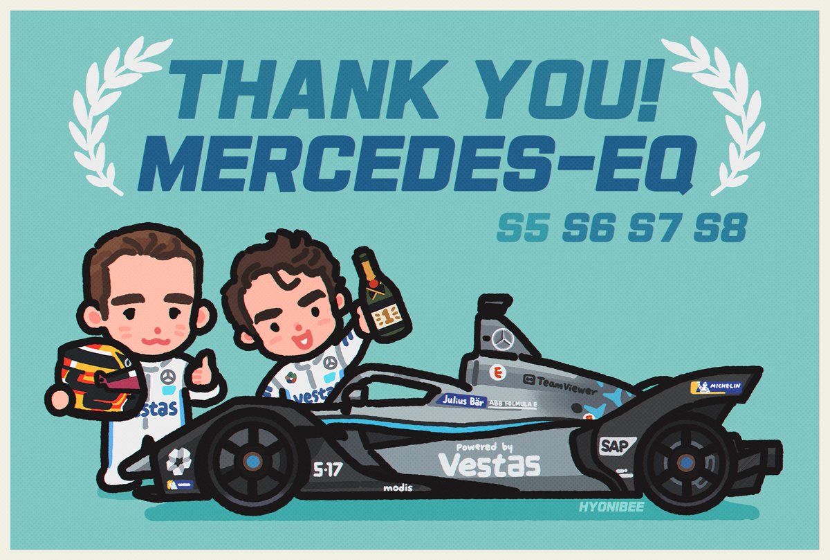 Thank you to those who mentioned me😁
Yes I drew this banner for my friend!
She asked me to make a banner for the team @MercedesEQFE and drivers, and the result was..🥇🏆👍🥳 (so sorry for Nyck😭)
I'm super happy for them! yay!

@svandoorne @nyckdevries  #seouleprix