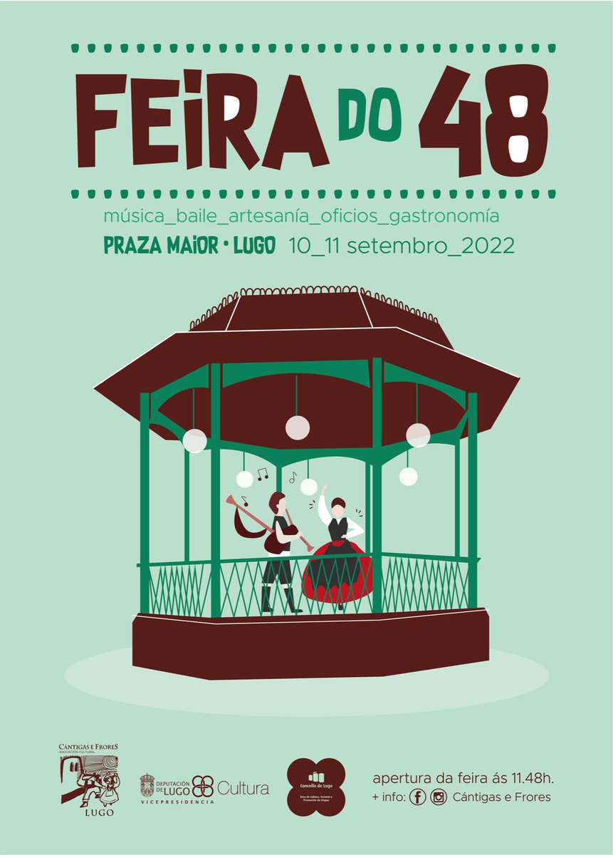 Que ledicia presentarvos a quinta edición da nosa Feira do 48!! Reservade datas, 10 e 11 de setembro na Praza Maior de Lugo!! Pouco a pouco desvelaremos toda a programaciòn! 😍😍😍 #cántigasefrores #feirado48 #lugo #CulturaeTurismoLugo