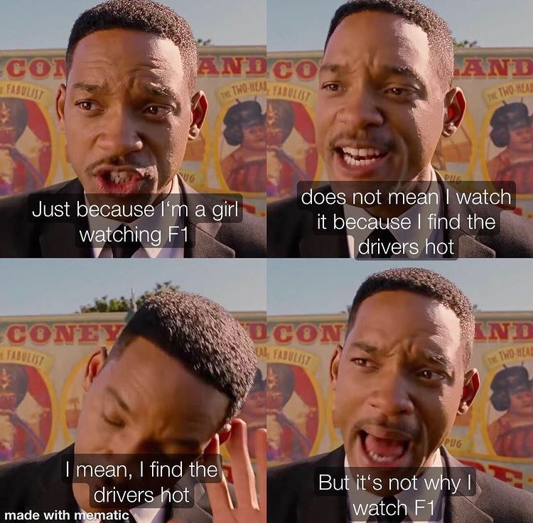 I watch F1 because cars are hot