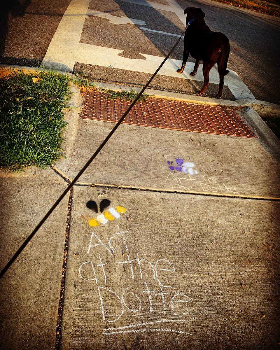 pcurtiskck's tweet photo. This was fun to see on our walk this morning! The chalk artist have been busy putting art on street corners in our neighborhood. ❤️ #ksleg #thedotte https://t.co/U8PFHDi0ng