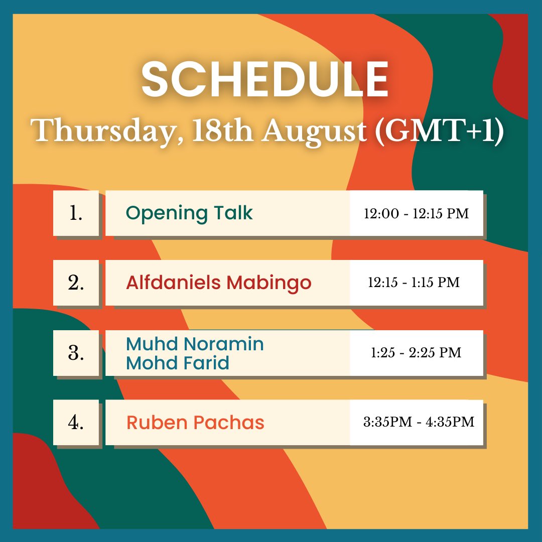 DDecolonisation's tweet photo. INTRODUCING THURSDAY'S LINEUP
Last week's presentations were a blast☄️ So we're looking forward to Conference Day 4 on Thursday!
THURSDAY 18TH AUGUST
12:00PM - 4:35PM GMT+1
#dancingwithdecolonisation #decolonize #decolonise #dance #conference #globaldanceconference https://t.co/I9Psqq7DZf
