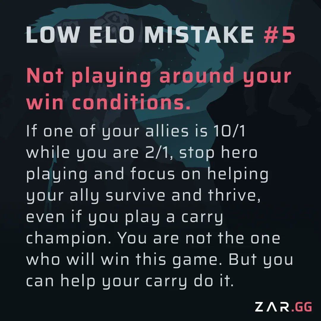 Zarggapp's tweet photo. Low elo mistake holding you back: Not playing around your win conditions
#leagueoflegends #lolguide https://t.co/TLQKKM23QJ