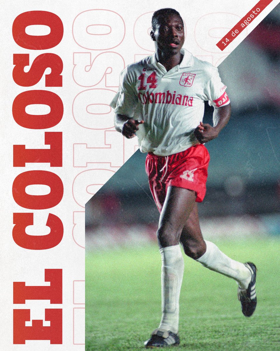 AmericadeCali's tweet photo. Un día como hoy, en 1966, nació Freddy Rincón, leyenda del fútbol colombiano que se consagró campeón con nuestra camiseta en 1990 y 1992. ¡Siempre en nuestros corazones, Coloso! https://t.co/gQC5ugmrwn