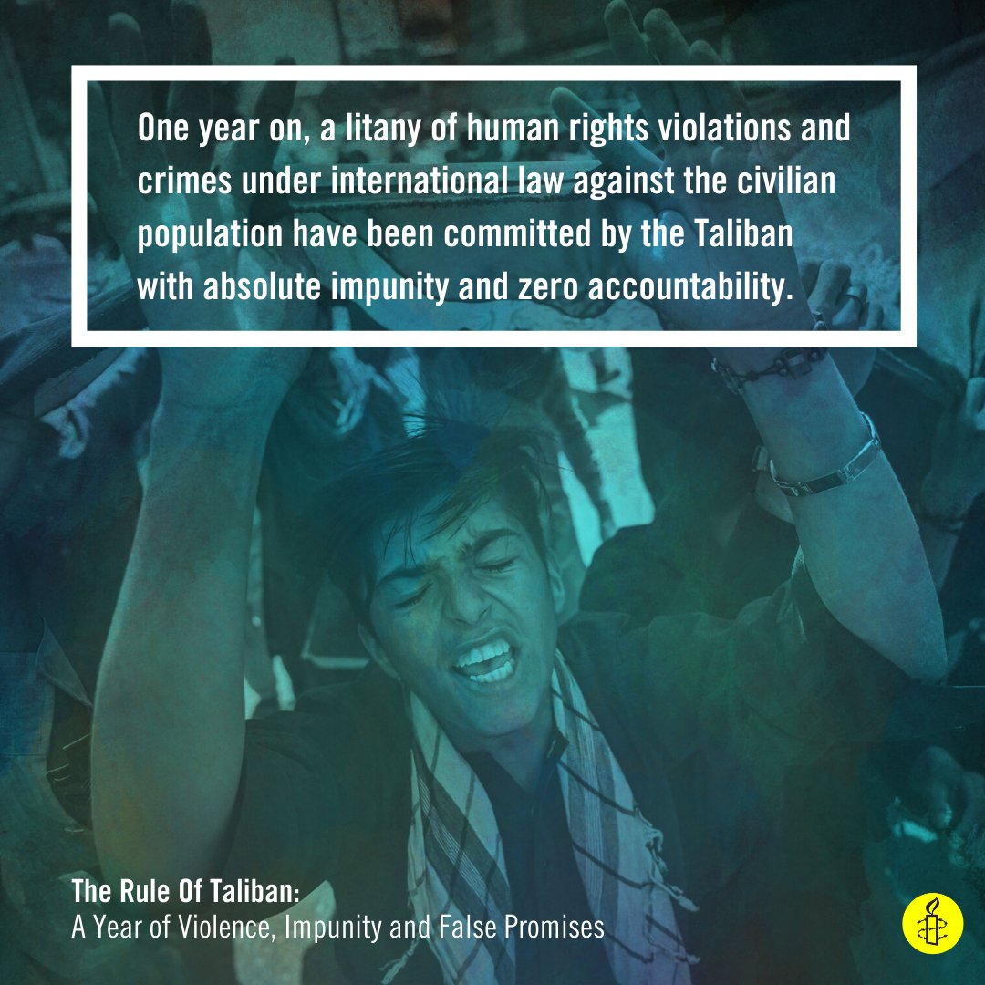 amnestysasia's tweet photo. 📢AFGHANISTAN: Launching tomorrow. Our new briefing "The Rule of Taliban - A year of Violence, Impunity and False Promises." #1YearOfTaliban https://t.co/47QDRJEUQD