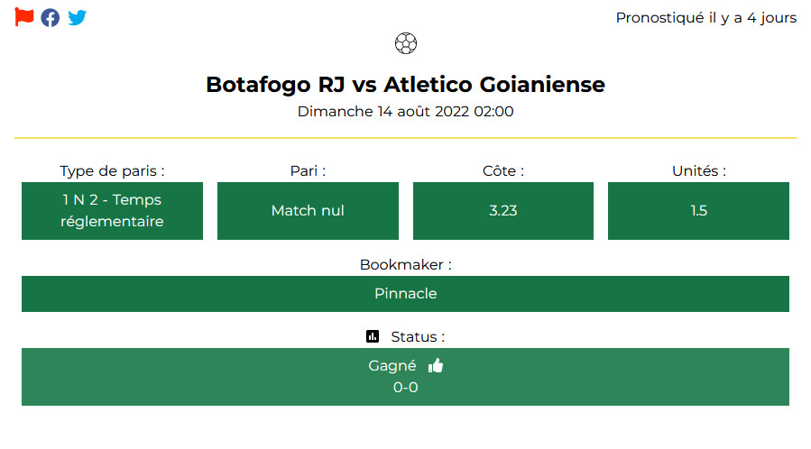 bet_2_invest's tweet photo. Une belle journée pour notre #Tispster RAYSHARA [@Rayshara5] auteur d'un 2 sur 3 sur ses Matchs Nuls, du jour, qui lui rapportent 6.53 Unités Net !
Vous voulez suivre son aventure et recevoir ses bets ?
👉https://t.co/ExmhbQXr2M
#teamparieur #teamparieurs #parieurpro https://t.co/Xp0eJZh17C