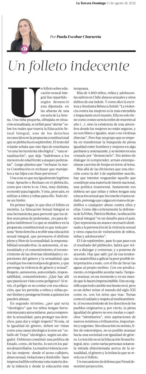 paulaescobarch's tweet image. Un folleto indecente: Les comparto mi columna de hoy en @latercera.