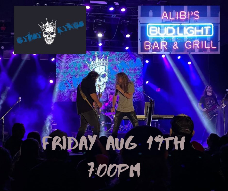 Kick off your weekend with the  <a href="/gypsykyngsband/">Gypsy Kyngs</a> this Friday night, Aug. 19th at Alibi’s in Adelphi, OH. The party starts at 7:00pm, we’d love to see ya! #livemusic #gypsykyngsband #alibisbarandgrill #theresnopartylikeagypsykyngsparty
