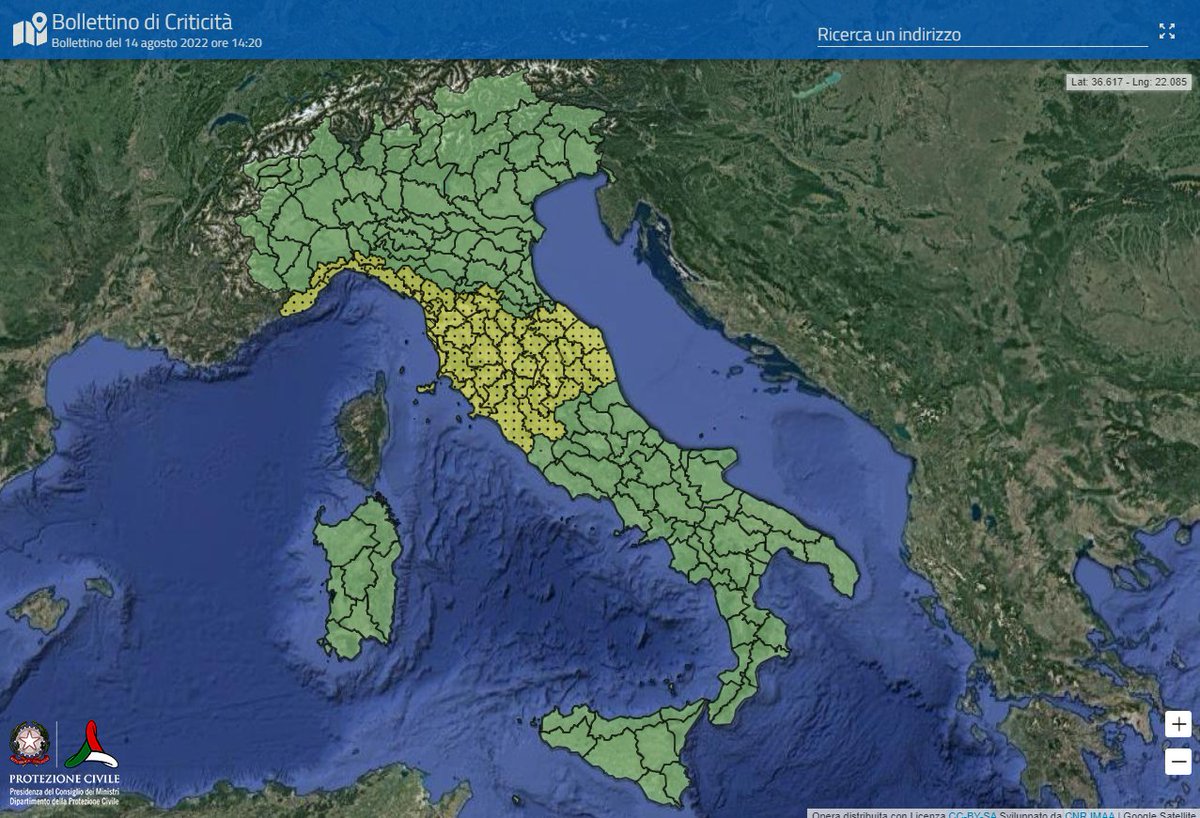 DPCgov's tweet photo. In arrivo, per la giornata di #ferragosto, pioggia e temporali al Centro-Nord. 
🟡🔔 #allertaGIALLA prevista in 5 Regioni. Leggi l'avviso di condizioni meteo avverse del #14agosto 👉 https://t.co/6MDGiujlzE
#protezionecivile https://t.co/xcu1YMiFEJ