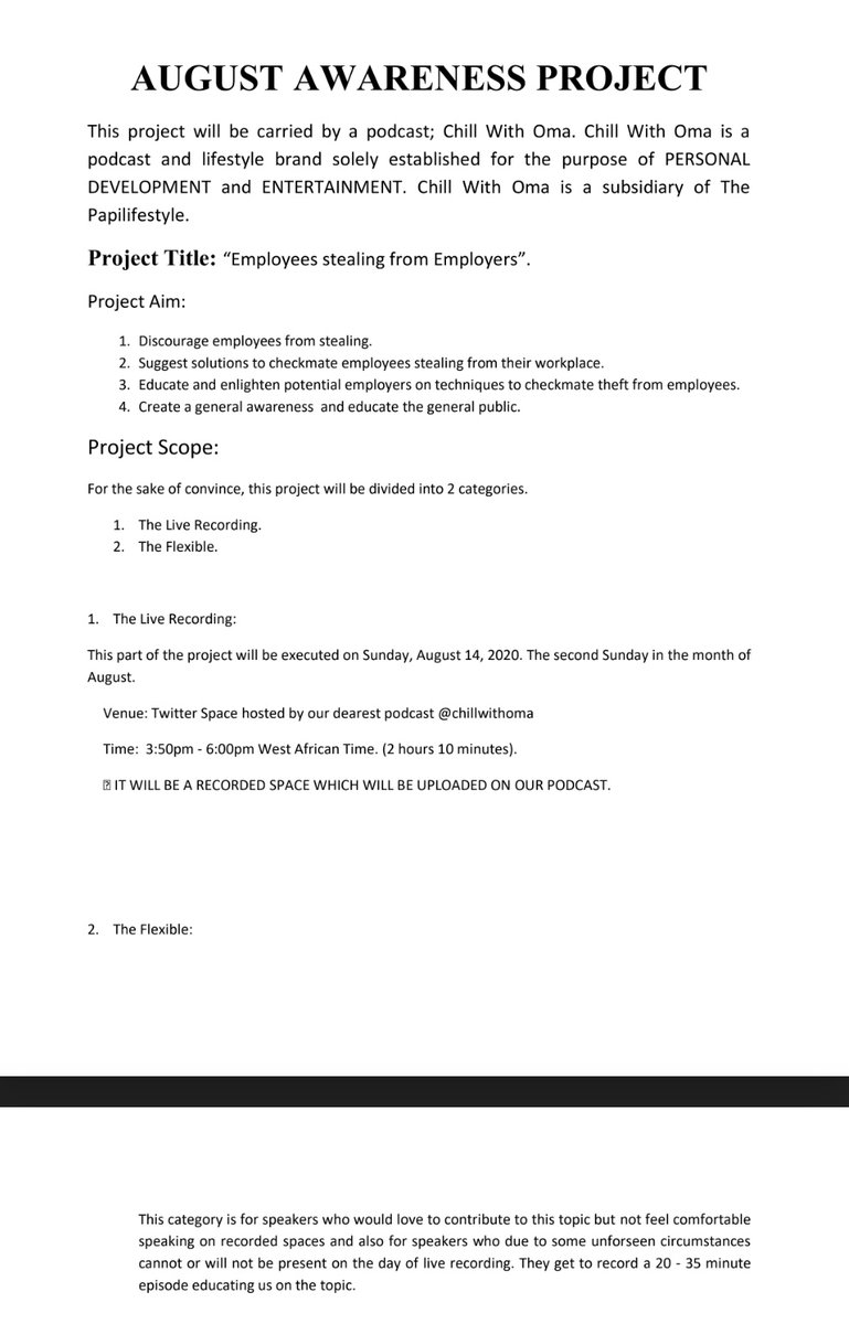 chillwithoma's tweet photo. #chillwithoma

August Awareness Project Outline. https://t.co/zQvjHvuo3o