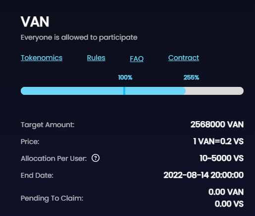 🔥Hooray! The First IDO of <a href="/Van_Swap/">VanSwap</a> has successfully finished with 255% subscribers ! 

🚀Congratulations!🎉💰

🤩And the right answer of last guessing game is between 200%-300%, have you guessed the right answer?

#IDO #presales #DeFi #yieldfarming