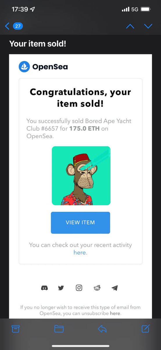 Kapitan2198's tweet photo. I bought my ape for 0.08 on minting night and just sold for 175 ETH. I am at a loss for words right now.

Lets Change a life
A person who retweets, follows me and turn on Bell will win 10 $ETH ($19,000) (yes, for real) 

Winner Chosen in a day with proof!

#NFTGiveaway #NFTs #NFT https://t.co/opD2uAbsdw