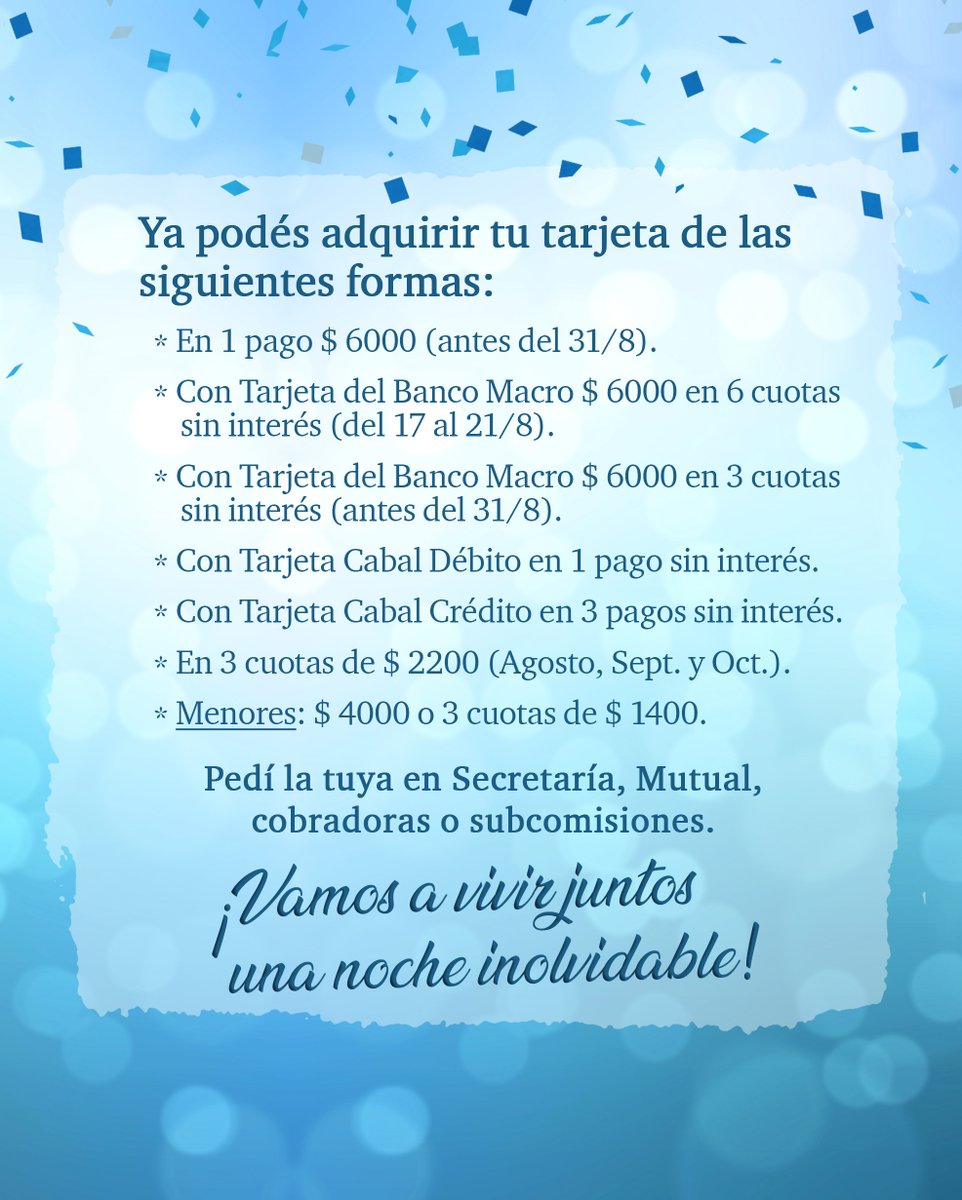 🇸🇴​ Cumplimos 100 años y tenés que estar! 🎉​

📅​ Sábado 12 de Noviembre
Estadio cubierto "El Gigante del Bosque" CENA ANIVERSARIO
Ya podés adquirir tu tarjeta  pedí la tuya en Secretaría, Mutual, cobradoras o subcomisiones.

¡Vamos a vivir juntos una noche inolvidable!