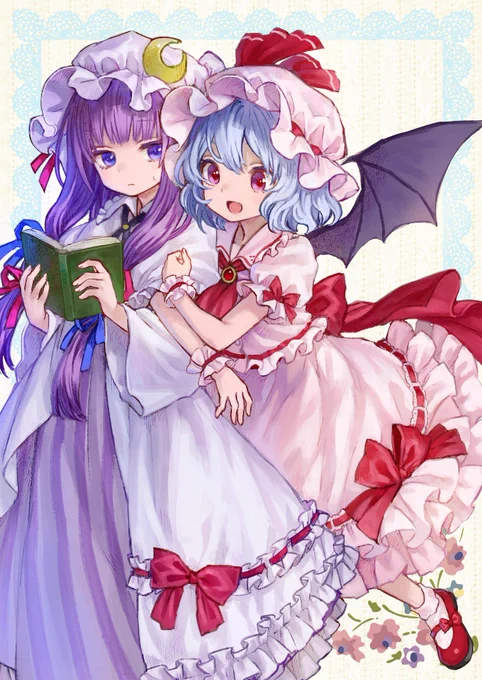 何日か前に紅魔郷20周年だったので過去絵 パチュリーとレミリアが好きです #紅魔郷20周年 