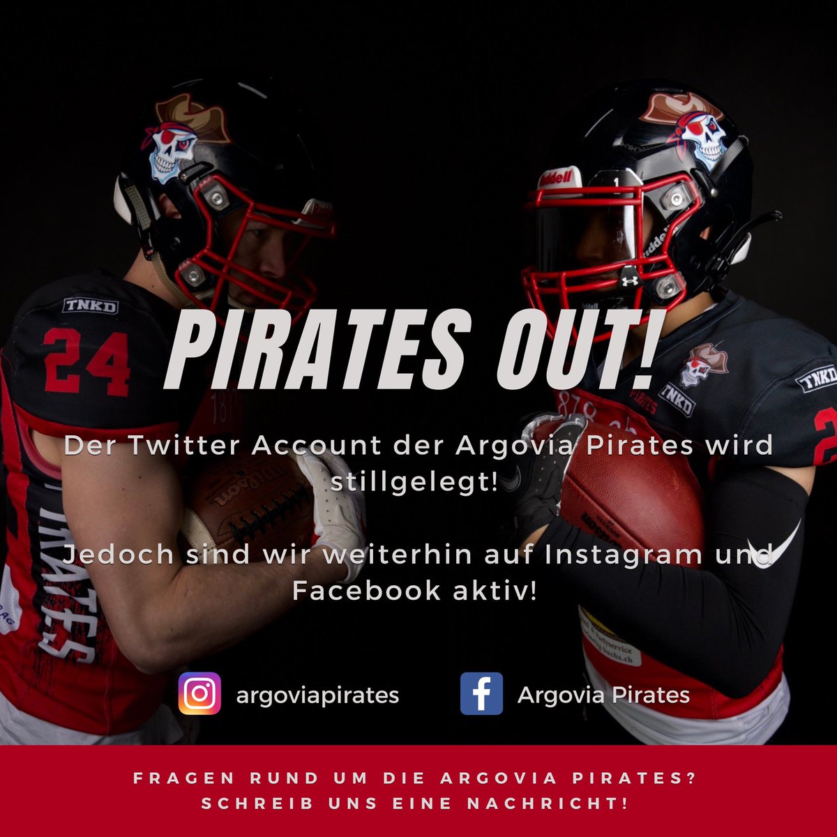 Pirates out👋🏼 #lasttweet 

But you can follow us on
Instagram or facebook: <a href="/ArgoviaPirates/">Argovia Pirates</a>