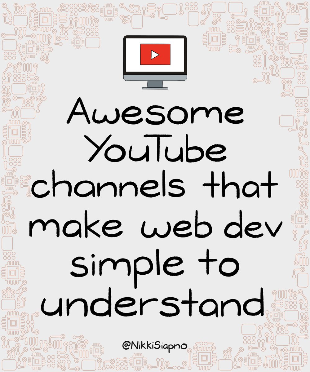 NikkiSiapno's tweet image. 📌 Awesome YouTube channels that make coding / web development simple to understand 🧵✨