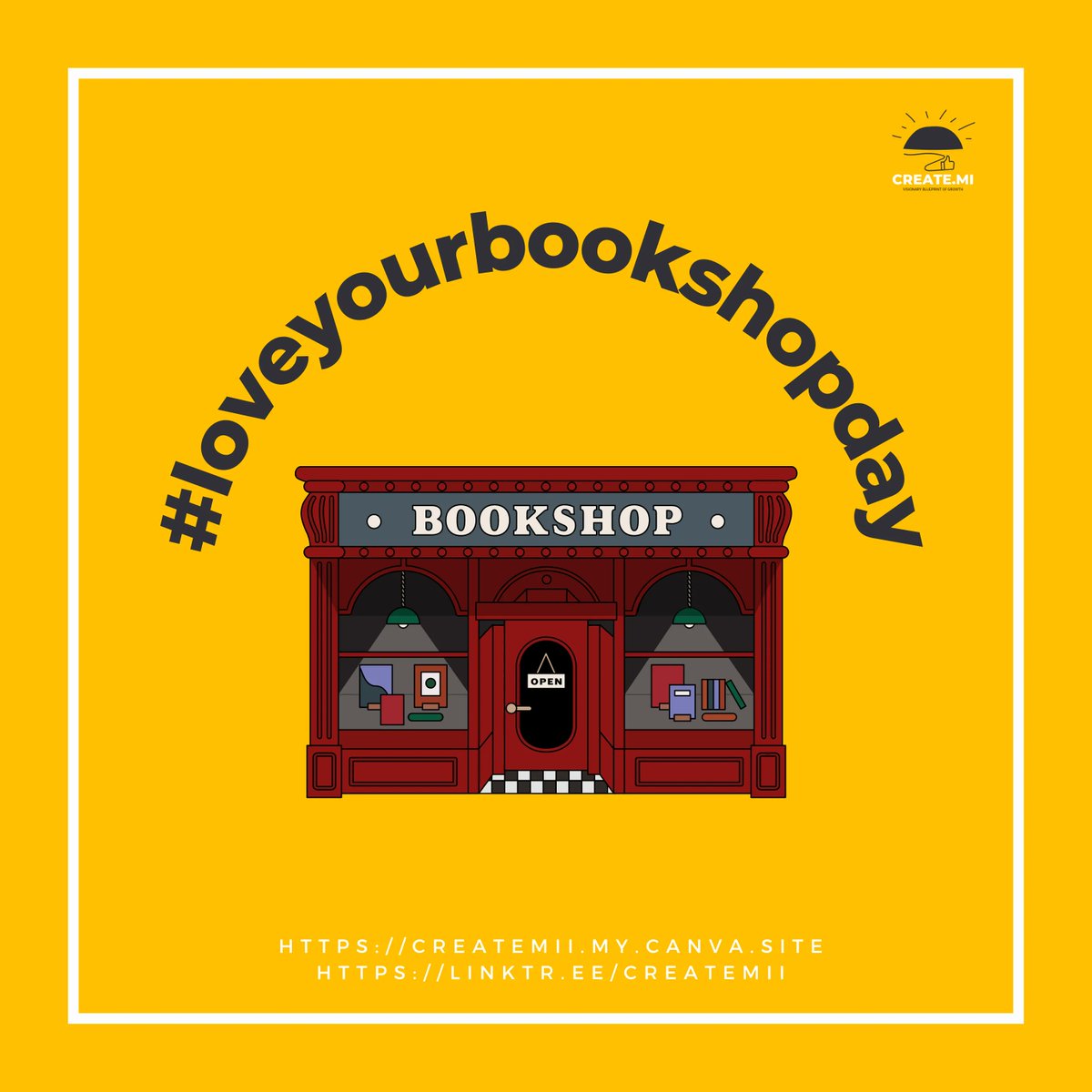 createmii's tweet photo. To all the book lovers out there, today is your day! 📚

We're so happy you love your bookshop—you should. Bookstores are where people go to meet other people who love books, and we love that. 🧡

Click https://t.co/MkjMjvxQmB to contact us!

#createmi #LoveYourBookshopDay https://t.co/1V8A87ZvO0