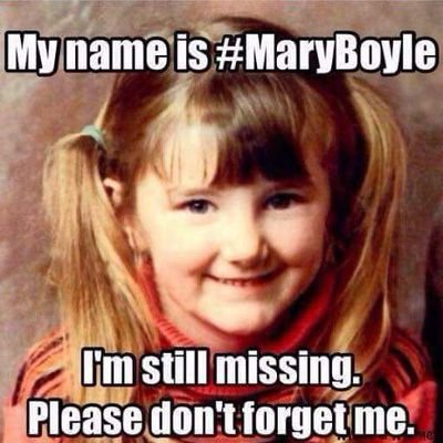 My name is #MaryBoyle. I am still missing. Please don't forget me ❤🙏🏼

#MaryBoyle❤🙏🏼
#HelpBringMaryHome 
#JusticeForMary⚖
#DontLetMaryBeForgotten  
#MissingPersons