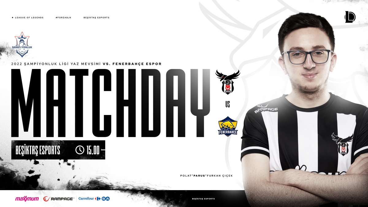 bjkesports's tweet photo. DERBİ GÜNÜ! ⚔️
2022 Yaz Mevsimi Şampiyonluk Ligi'nde 9. Hafta 2. Gün maçına çıkıyoruz.
🆚 @FBespor
⏰ 15.00
📺 https://t.co/hHedU61px1
HAYDİ TAKIM! 🦅
📲 #Beşiktaş #Esports | #LoL #ForzaBJK https://t.co/txL4zNktoS
