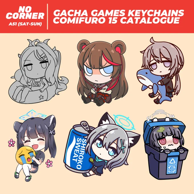 RT is appreciatedHalo! Kami dari No Corner(SAT-SUN) akan buka Pre Order keychain untuk CF15! PO  14-20 Agustus Order   DM klo ada yang ingin ditanyakan, thank you!  #comifuro #comifuro15 