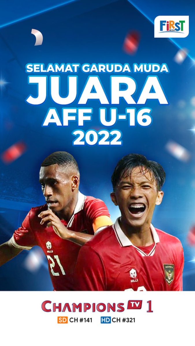 Firstmediamlg01's tweet photo. Selamat atas juaranya #timnas #AFFU16 #GarudaMuda #AFFU16BoysChampionship #timnasindonesiau16 #indonesia #FirstMediaMalang #WifiMalang #WifiMurahmalang #infomalang #kabarmalang #trafficmalang #infomalangraya #FirstMedia #SiaranFirstMedia https://t.co/zBu8qOjkdo