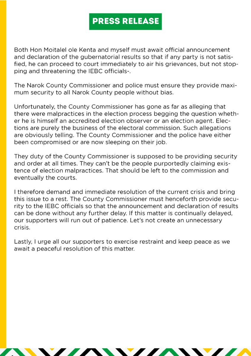 OleNtutuK's tweet photo. PRESS RELEASE

@IEBCKenya https://t.co/NArSj3ancc