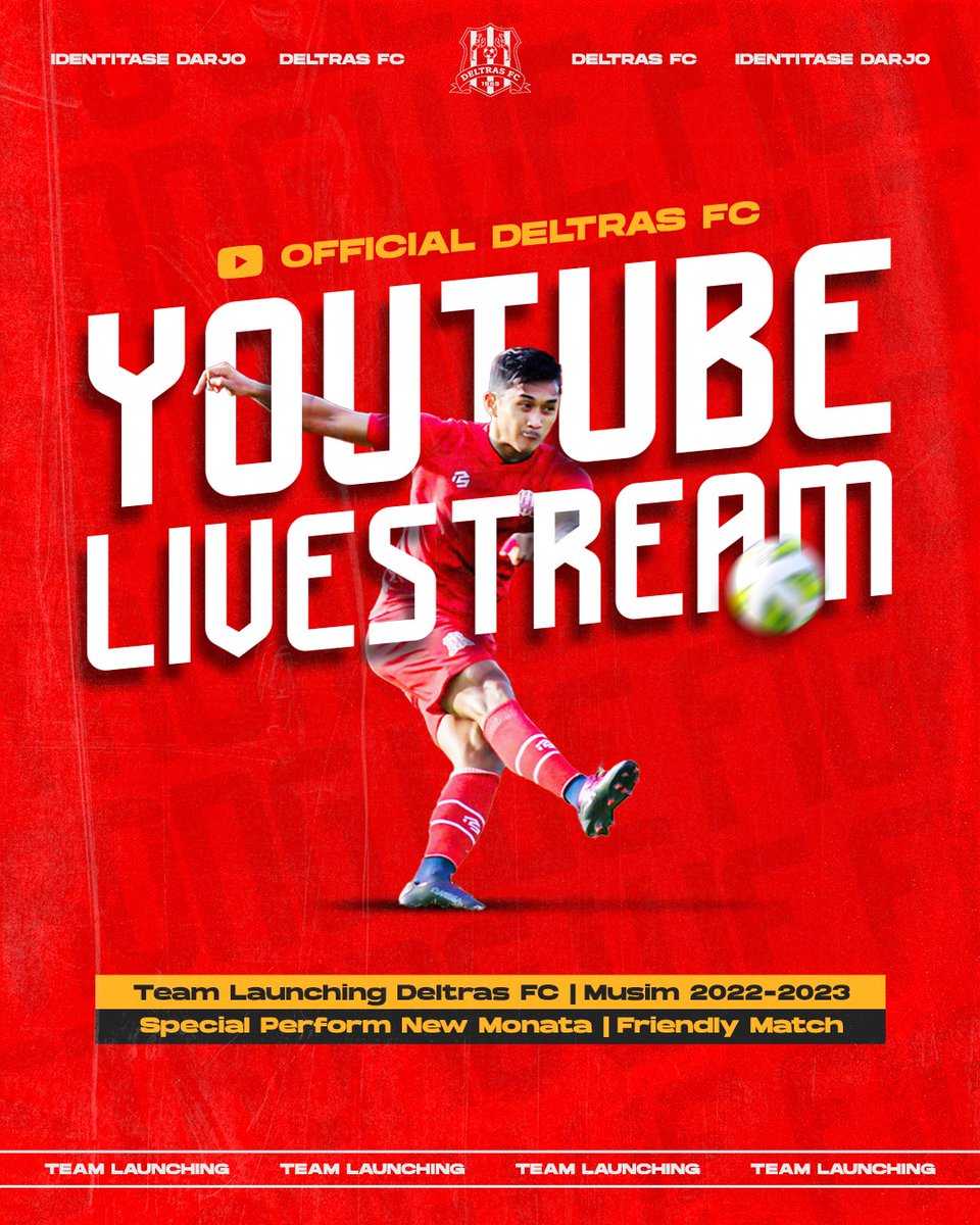 Deltras_FC's tweet photo. ℍ𝔼ℝ𝔼 𝕎𝔼 𝔾𝕆🚀
Dino iki #DinoeDeltras , wes podo siap kan nonton friendly match Deltras FC vs @persipaofficial nanti?! Ayo merahkan GDS🔴❤️
Livestreaming via Youtube Official Deltras FC
#Deltras #IdentitaseDarjo #Deltamania #TheLobster #DinoeDeltras #TeamLaunching https://t.co/P7iNJfOJ0I
