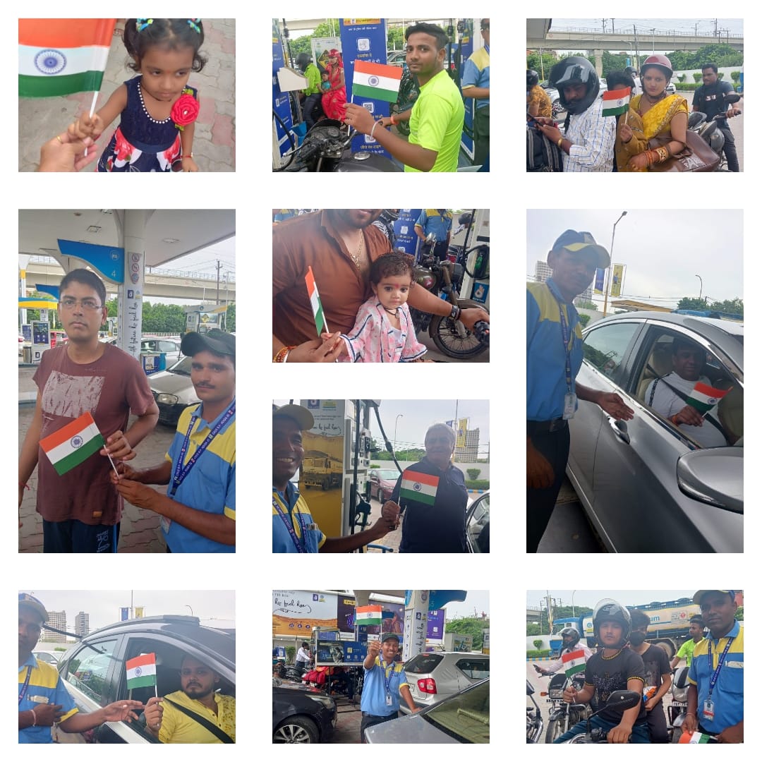 paanfyu1's tweet photo. COCOs of Noida distributing flags to customers at the foreecourt on the eve of Independence Day #Tricolour #HarGharTirangaCampaign 
#azadikaamritmahotsav2022 
#Tiranga @BPCLimited 
@BPCLRetailMtr @SaibalMukherji https://t.co/grSN88ALcx