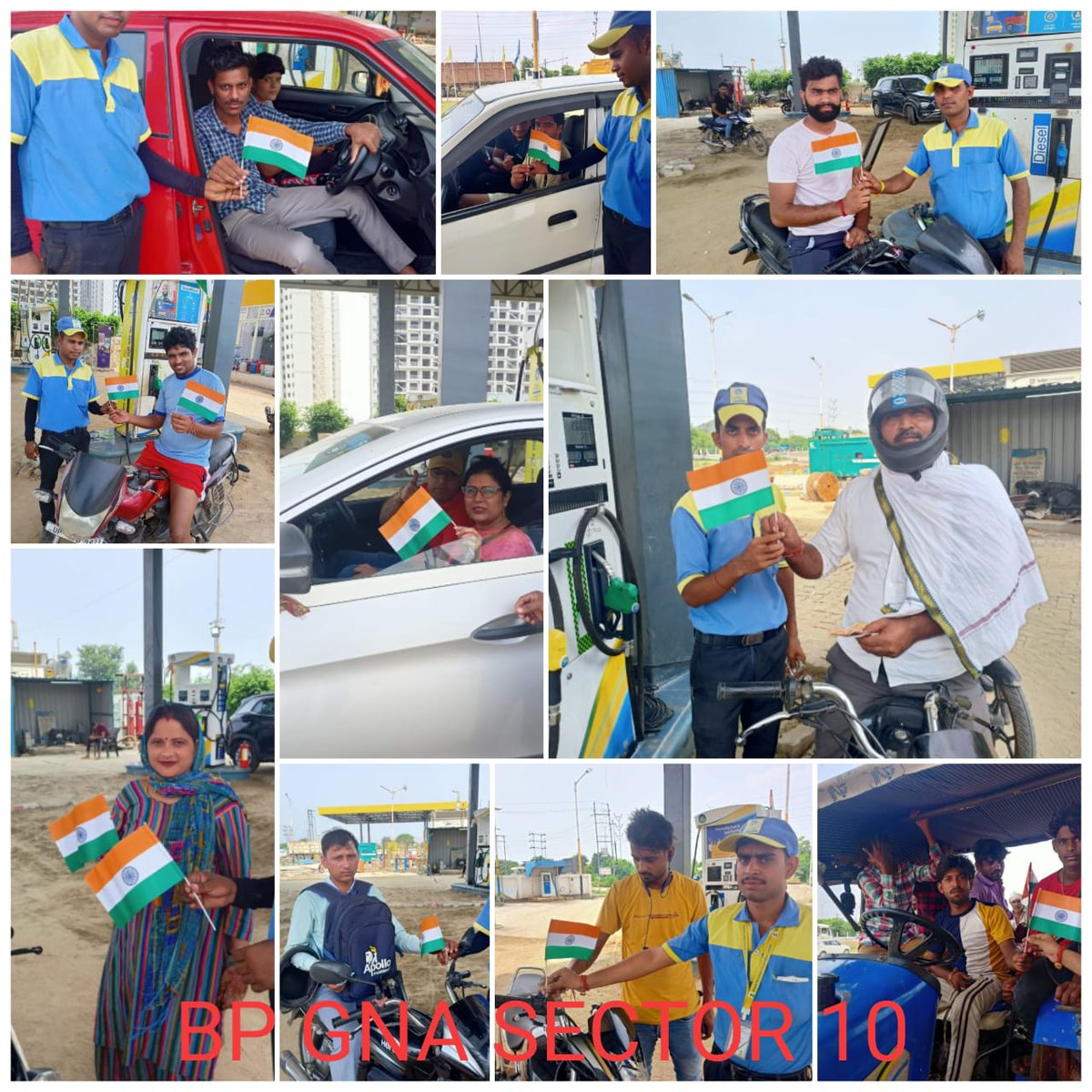 COCOs of Noida distributing flags to customers at the foreecourt on the eve of Independence Day #Tricolour #HarGharTirangaCampaign 
#azadikaamritmahotsav2022 
#Tiranga <a href="/BPCLimited/">Bharat Petroleum</a> 
<a href="/BPCLRetailMtr/">@BPCLRetailmathura</a> <a href="/SaibalMukherji/">Saibal Mukherji</a>