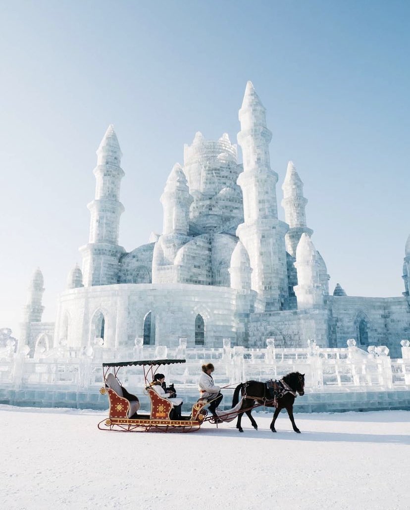 Assiko22's tweet photo. Le Festival de sculptures sur glace et de neige de Harbin (哈尔滨国际冰雪节) ❄️🇨🇳

A Harbin en Chine, le climat est très froid en hiver, (peut atteindre −38,1 °C) 

« La population a par conséquent développé une culture intimement liée à la neige et à la glace. »

📷 clairma88 https://t.co/lYmaU75HSG