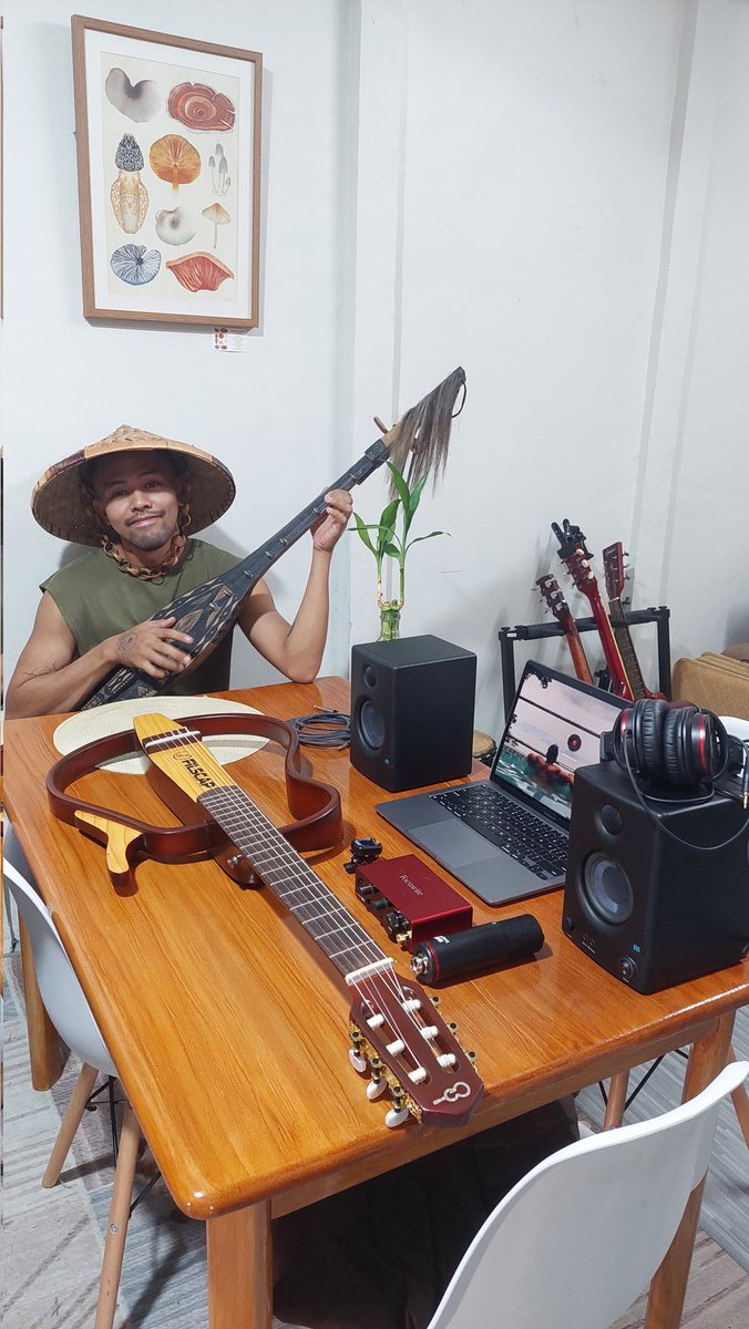 Musikavi1's tweet photo. Everything on this table is from what I made from Web3 and NFTs. I started with a v8 soundcard, my guitar and my phone last January and now I have all of these. Thank you for your overwhelming support and love, I will be back in spaces soon. 

#nftmusicph https://t.co/soJROOBHcM
